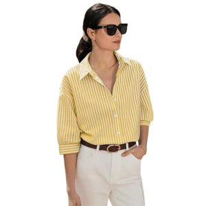Paralians Women Striped Regular Fit Shirt - Stylish and Comfortable Casual Wear | Classic Stripes Design | Soft and Breathable Fabric | Button-Down Collar
