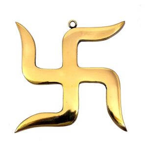 ESPLANADE Brass Swastik Sathiya Wall Hanging Yantra – | Auspicious Vastu Religious Symbol for Home Temple, Pooja Room & Door Décor | Handmade Antique Decorative Showpiece (5.5 Inches)